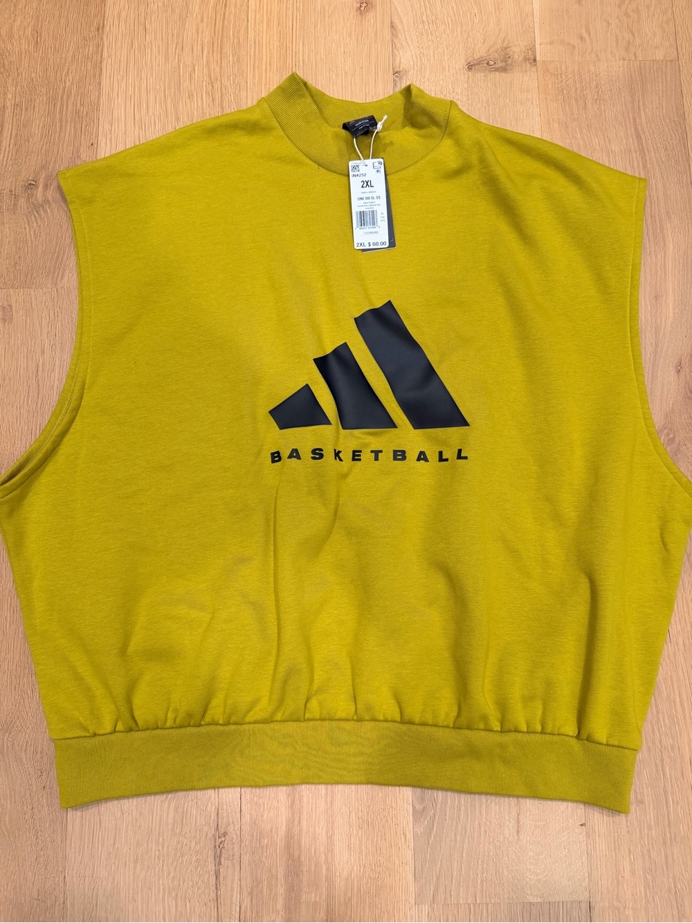 Adidas Basketball Sleeveless Sweatshirt 2XL Pulse Olive NWT Unisex IN4252
